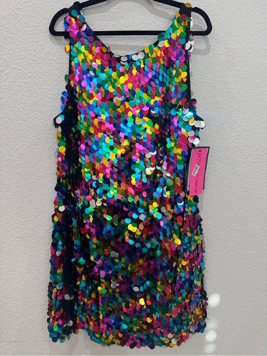 Betsey Johnson Dresses & Skirts - Betsey Johnson Multicolor Jumbo Sequin Shift Dress NWT Size 16 NYE Party